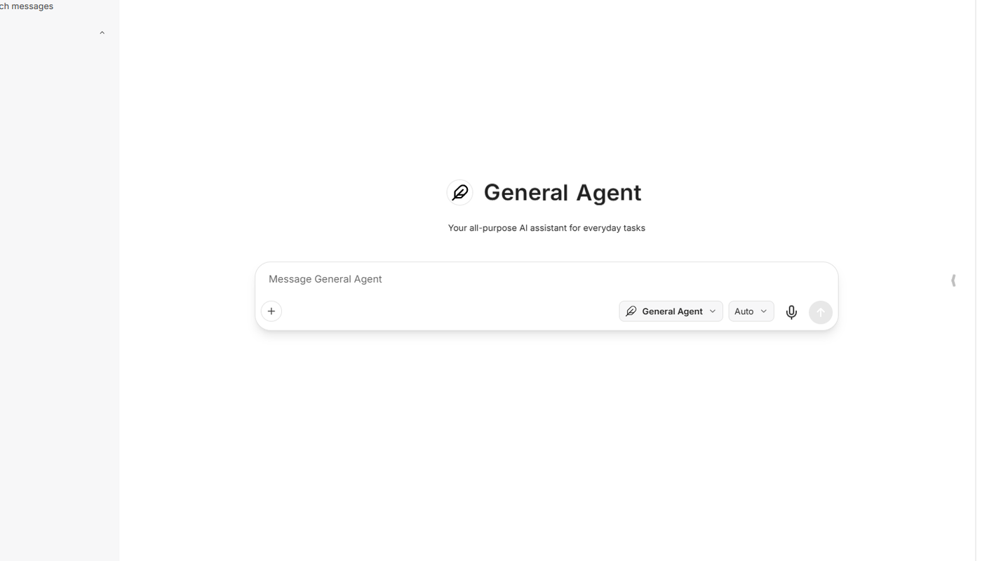 Aize Chat workspace showing the main composer, chat sidebar, and control panel
